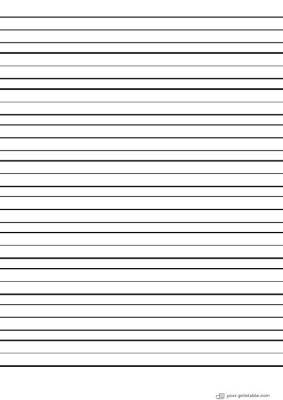 Lined Paper for 2nd Grade Black 3/4 inch Template