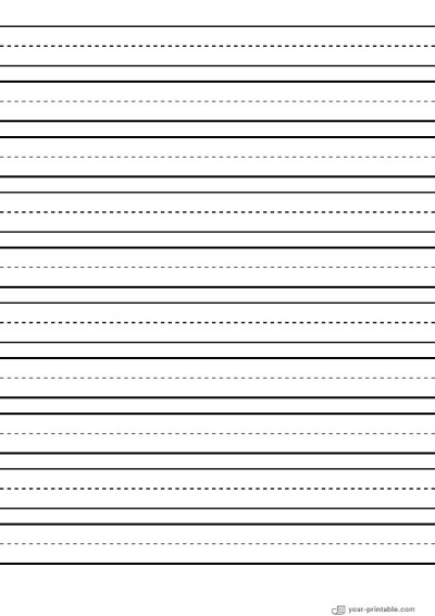 Lined Paper for 2nd Grade Black 3/4 inch With Dashed Line Template