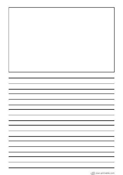 Papel rayado para 2do grado Negro 3/4 pulgada con casilla de imagen Plantilla