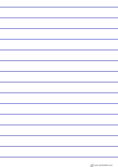 Lined Paper for 2nd Grade Blue 3/4 inch for kids Template
