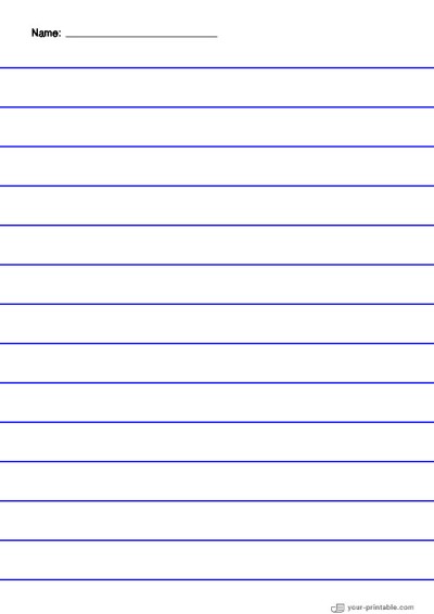 Lined Paper for 2nd Grade With Name Blue 3/4 inch Template