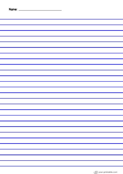 Lined Paper for 3rd Grade With Name Blue 3/8 inch Template