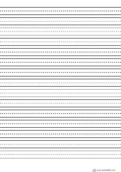 Lined Paper for Kindergarten Black 12.7 mm With Dashed Midline Template