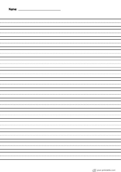 Lined Paper for Kindergarten Black 12.7 mm With Name Template