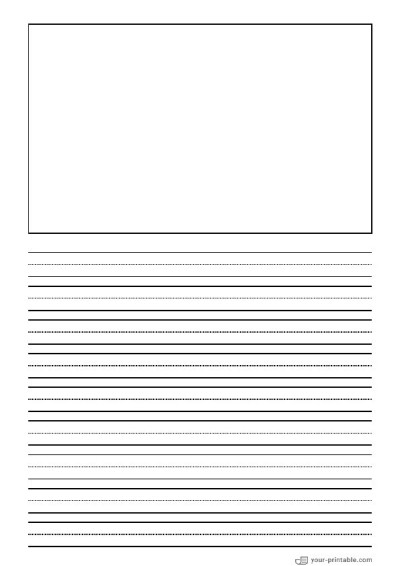 Lined Paper for Kindergarten Black 12.7 mm With Picture Box Template