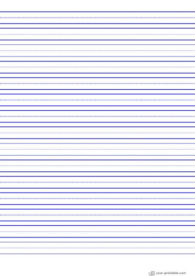 Lined Paper for Kindergarten Blue 12.7 mm Template