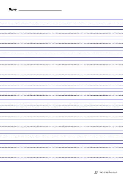 Lined Paper for Kindergarten Blue 12.7 mm With Name Template