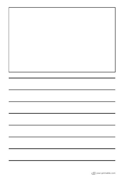 Lined Paper for Pre School Black 20mm With Picture Box for kids Template