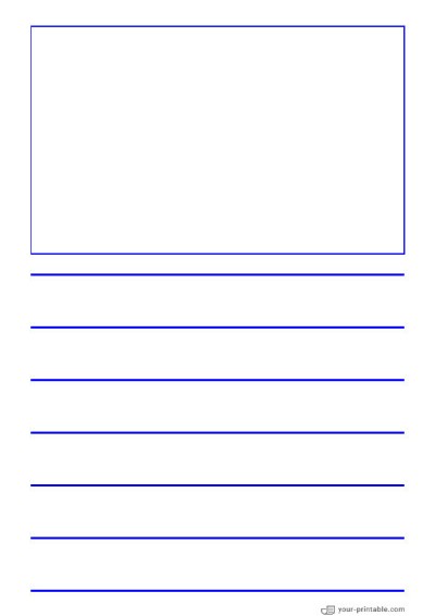 Linienpapier für Vorschule Blau 1 Zoll Mit Bildfeld für Kinder Vorlage