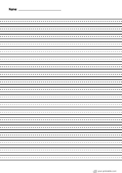Linienpapier für den Kindergarten mit Name und gestrichelter Linie Schwarz 8mm Vorlage