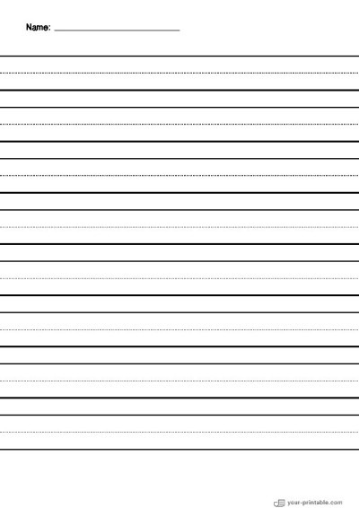 liniertes Papier für den Kindergarten mit Namen und gestrichelter Linie Schwarz 20mm Vorlage
