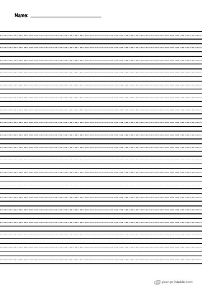 Lined Paper for Pre School With Name and Dotted Line Black 8mm Template