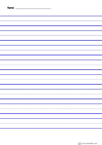 Lined Paper for Pre School With Name and Dotted Line Blue 20mm Template