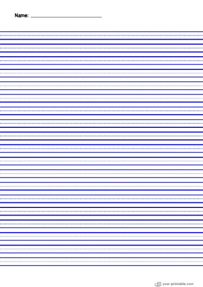 Lined Paper for Pre School With Name and Dotted Line Blue 8mm Template