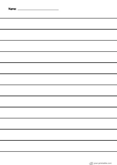 Lined Paper for Pre School With Name Black 20mm for kids Template