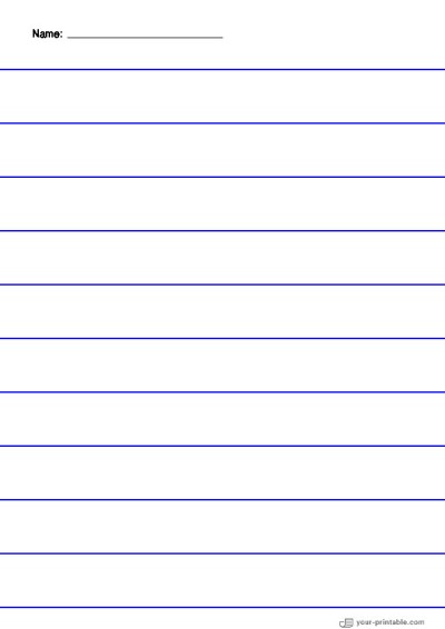 Lined Paper for Pre School With Name Blue 1 inch for kids Template