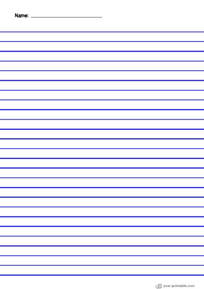 Lined Paper for Pre School With Name Blue 10mm for kids Template