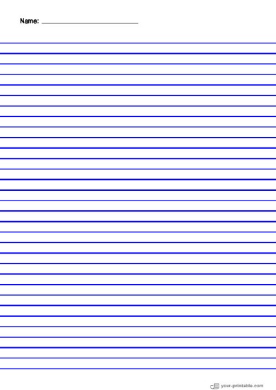 Lined Paper for Pre School With Name Blue 8mm for kids Template