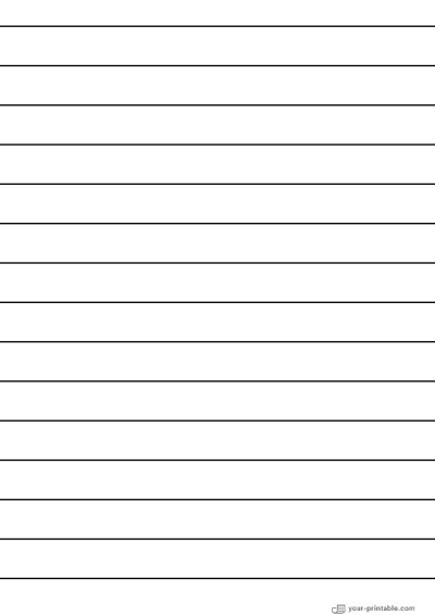 Lined Paper for Second Grade Black 3/4 inch Template