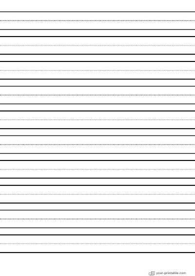 Lined Paper for Second Grade Black 3/4 inch With Dotted Line Template
