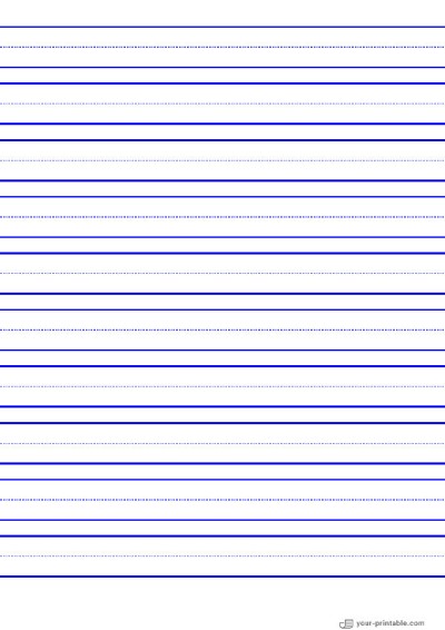Lined Paper for Second Grade Blue 3/4 inch With Dotted Line Template