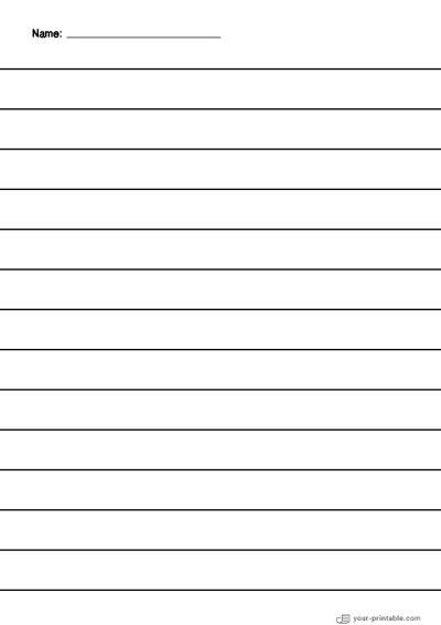 Linienpapier für die zweite Klasse mit Name Schwarz 3/4 Zoll für Kinder Vorlage