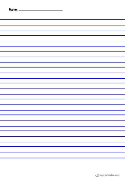 Lined Paper for Second Grade With Name Blue 3/4 inch Template
