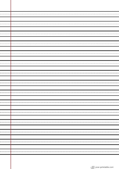 Lined Paper for Third Grade Black 3/8 inch With Dotted Line and Margin Template