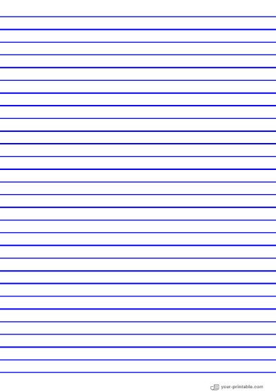 Lined Paper for Third Grade Blue 3/8 inch Template