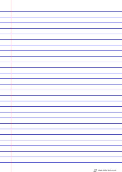 Lined Paper for Third Grade Blue 3/8 inch With Margin | your-printable.com