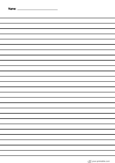 Lined Paper for Third Grade With Name Black 3/8 inch for kids Template