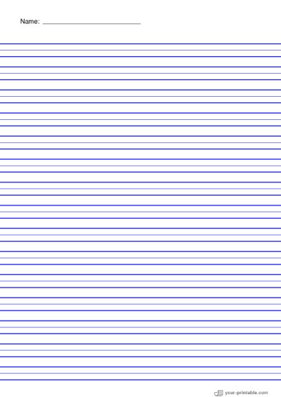 Lined Paper for Third Grade With Name Blue 3/8 inch | your-printable.com