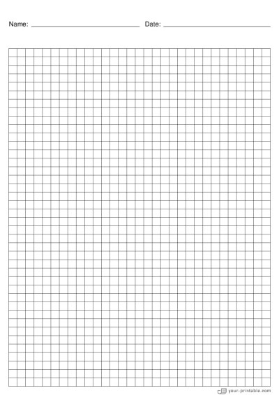 Math Grid Paper black 1/4 inch With Name and Date Template