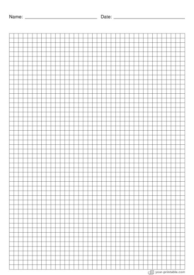 Math Grid Paper black 5mm With Name and Date Template