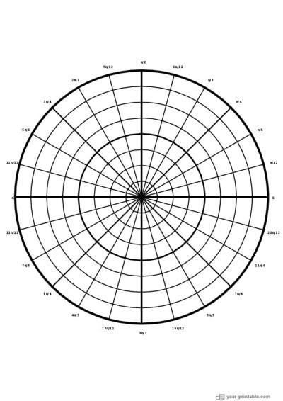 Polar Graph Paper with Radians black Template