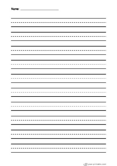 Primary Lined Paper Black 15 mm With Name Template