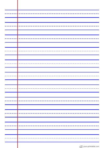 Papel rayado primario azul 15 mm con margen Plantilla