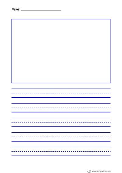 Primäres liniertes Blatt Blau 15mm mit Bildfeld Vorlage