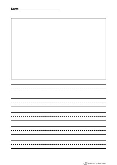 Papel de líneas primarias azul 15mm con recuadro para imagen Plantilla