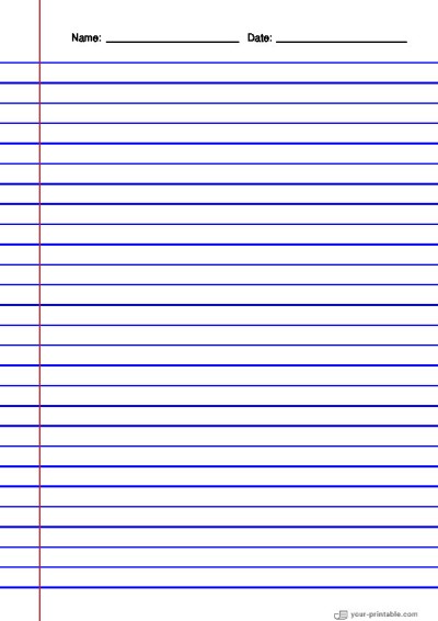Vertical Lined Paper for Third Grade Blue With Margin Blue 3/8 inch for kids Template