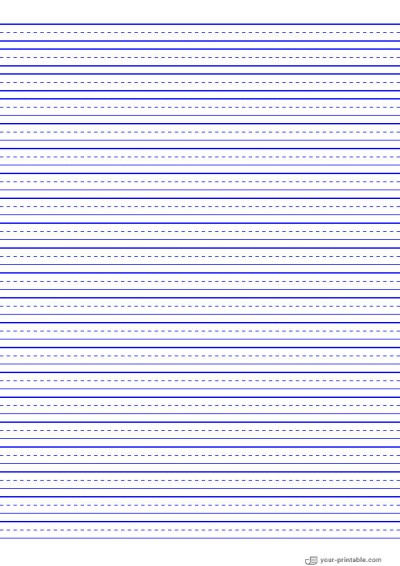 Wide Ruled Lined Paper Blue 8.7 mm With Dashed Line Template