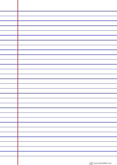 Wide Ruled Lined Paper Blue 8.7 mm With Left Margin Template